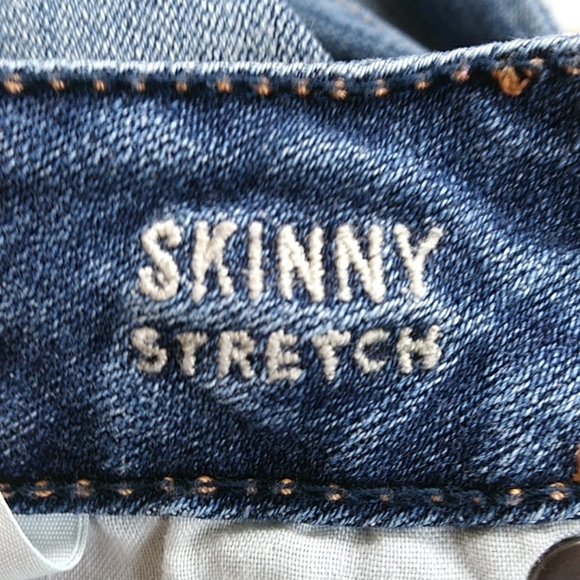 AEO Skinny Stretch Distressed Whiskering Jeans 6S Blue - Picture 4 of 16